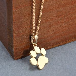 Gold Tone Paw Print Necklace